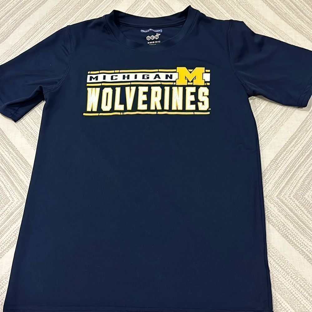 Gen2 Boys Michigan Wolverines Navy & Yellow Dri Fit Type Short-sleeve Shirt